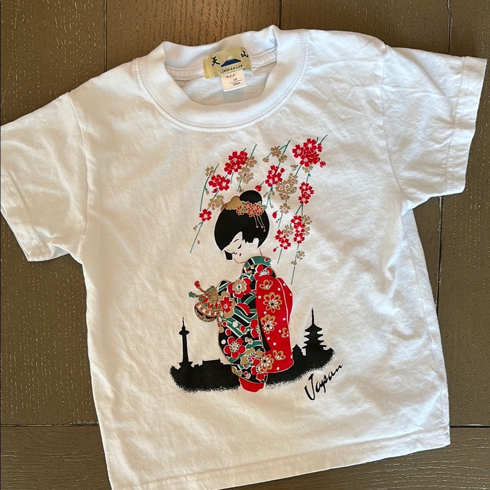 Toddler Girl Japan Souvenir Shirt • Size 100CM (4T) • Geisha Girl Kids T-Shirt